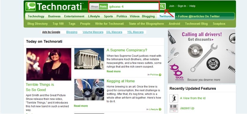 technorati search